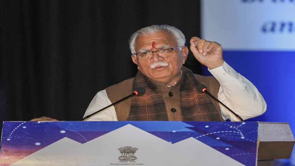 Manohar Lal Khattar, RSS functionaries, Bhupendra Patel, Yogi Adityanath, K C Venugopal Manohar Lal Khattar, RSS functionaries, Bhupendra Patel, Yogi Adityanath, K C Venugopal