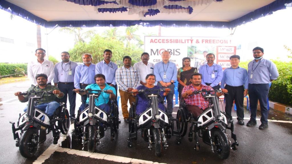 The wheelchairs were handed over to the first set of 50 beneficiaries at MOBIS plant in Sriperumbudur, Chennai, on Monday, December 12, 2022.