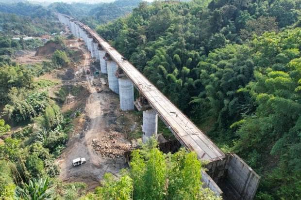 The rail line will have 130 bridges, 23 tunnels, and four stations namely Kawnpui, Hortoki, Mualkhang, and Sairang. As per reports, the cost of construction from Bairabi to Sairang was estimated at Rs 2384 crores. (Image: Ministry of Railways-Twitter)
