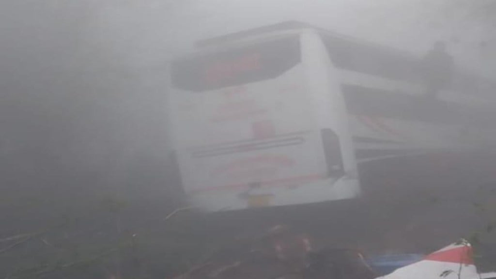 The bus was carrying 60 passengers, Gautam Buddha Nagar Police said. (Photo: ANI)