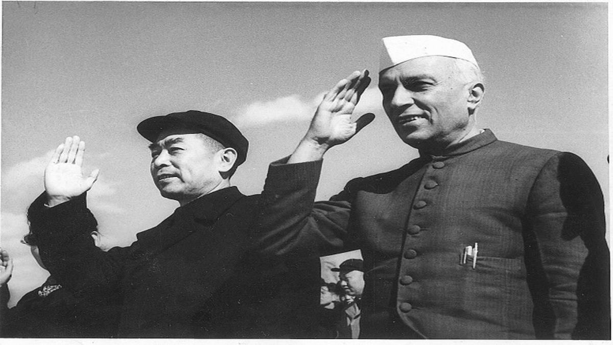 Nehru and Chou Enlai in Peking in October 1954 Wiki
