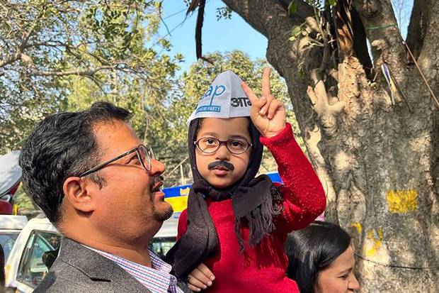 A boy dressed as Delhi Chief Minister and AAP National Convener Arvind Kejriwal, in New Delhi. (PTI Photo)