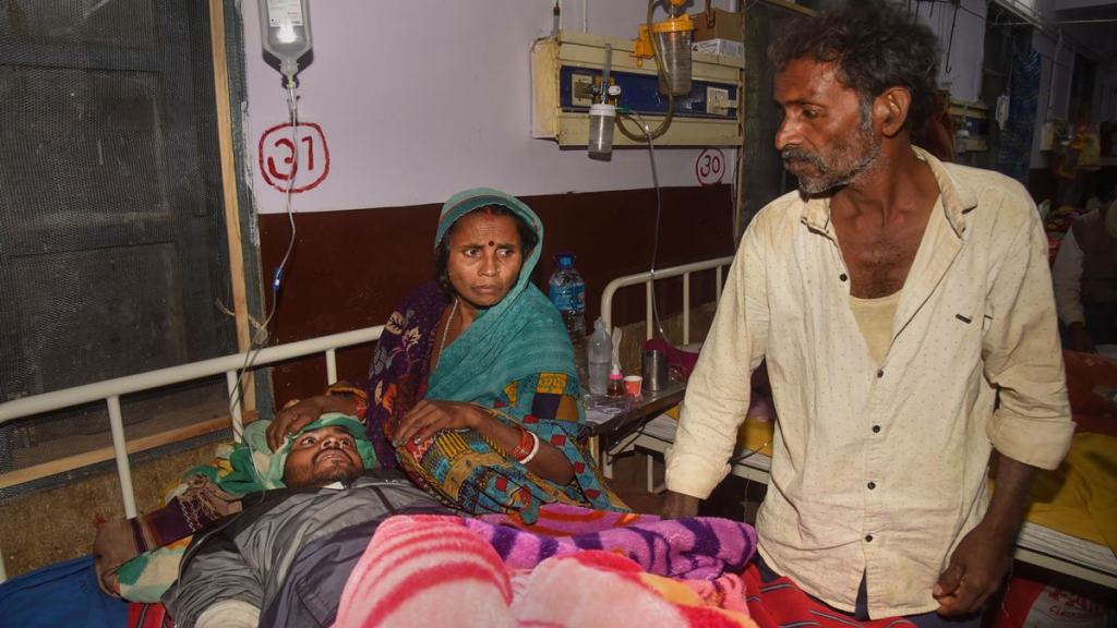A victim of Saran hooch tragedy being treated in Patna Medical College and Hospital (PMCH), in Patna, Thursday, Dec 15, 2022. (PTI Photo)
