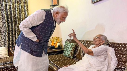 Prime Minister Narendra Modi meets his mother Heeraben Modi, in Gandhinagar. (PTI Photo/File)