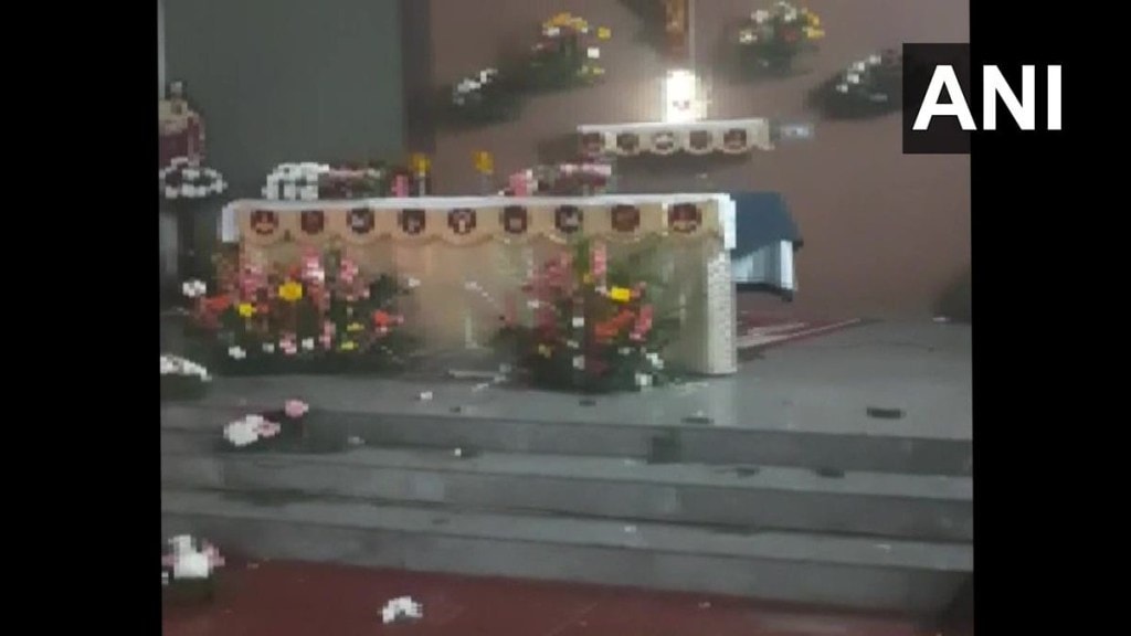 Several items, including a statue of a Baby Jesus, were also damaged in the incident that took place at the St. Mary's Church in Mysuru. (Photo: ANI)
