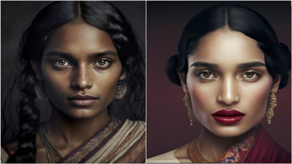Both artworks of Indian men and Indian women have now gone viral on social media