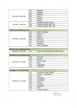 CBSE Class 10th Datesheet 2023