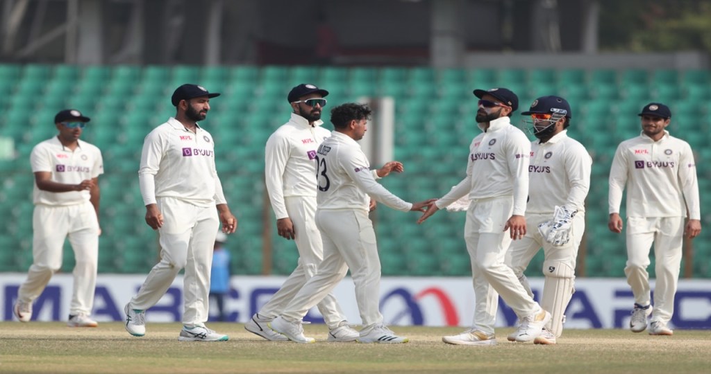 Kuldeep scalped two of the remaining four batters while Mohammed Siraj and Axar Patel took one wicket each. (Photo: Twitter/BCCI) Kuldeep scalped two of the remaining four batters while Mohammed Siraj and Axar Patel took one wicket each. (Photo: Twitter/BCCI)