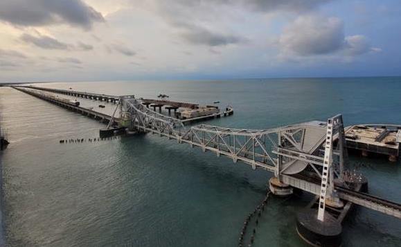 The construction of the new bridge over the Pamban River is expected to boost the tourism industry in the region. It will also help in the smooth flow of pilgrims who visit the various religious sites in the area, such as the Rameshwaram Temple, Jyotirling, Dhanuskodi etc. (Image: PIB)