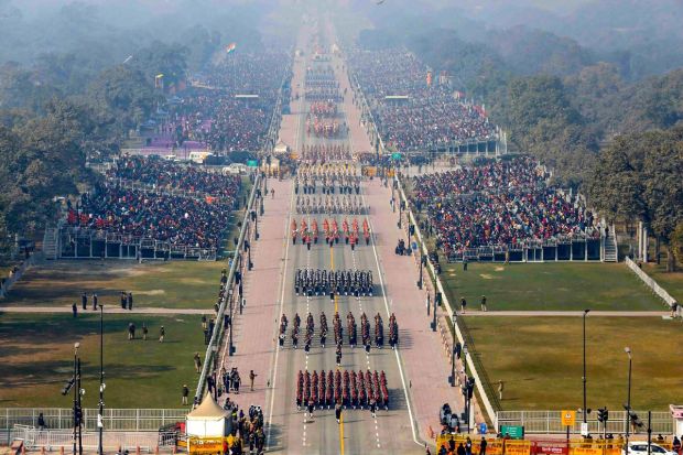 The parade commenced with the President taking the salute. The parade was commanded by Parade Commander, Lieutenant General Dhiraj Seth, Ati Vishisht Seva Medal, a second-generation Army officer. Major General Bhavnish Kumar, Chief of Staff, HQ Delhi Area was the Parade Second-in-Command. (Image: PTI)