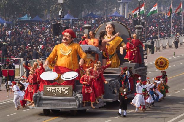 Maharashtra tableau on display during the Republic Day Parade 2023, at New Delhi's Kartavya Path. (Image: PTI)