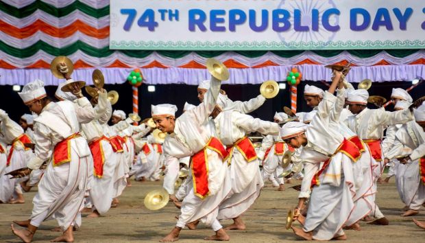 Children perform during the 74th Republic Day function in Guwahati on Thursday. (Image: PTI)