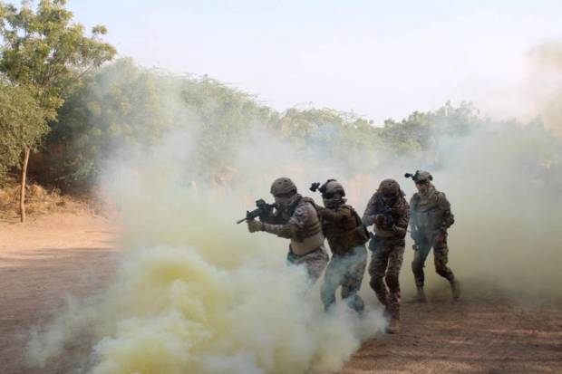 The focus is also on sharing professional skills and interoperability of Special Forces in desert terrain while undertaking reconnaissance, counter-terrorism, raids, and other special operations. (Image courtesy: PIB)