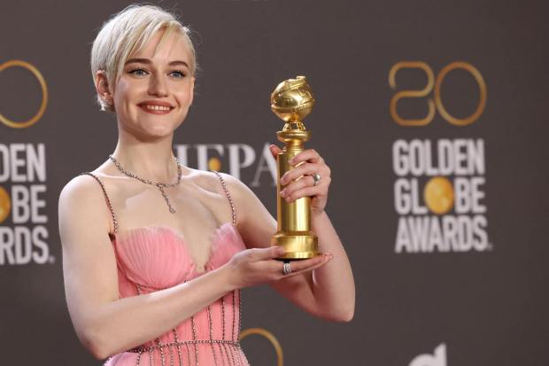 Julia Garner poses with her Best Supporting Actress for a Television Series award for "Ozark" at the 80th Annual Golden Globe Awards in Beverly Hills (Reuters Image)