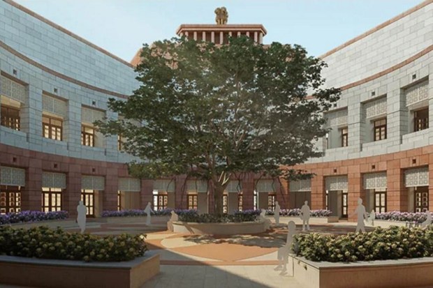 Exterior view of the new Sansad Bhavan (Parliament building) under Central Vista Project. (PTI Photo)