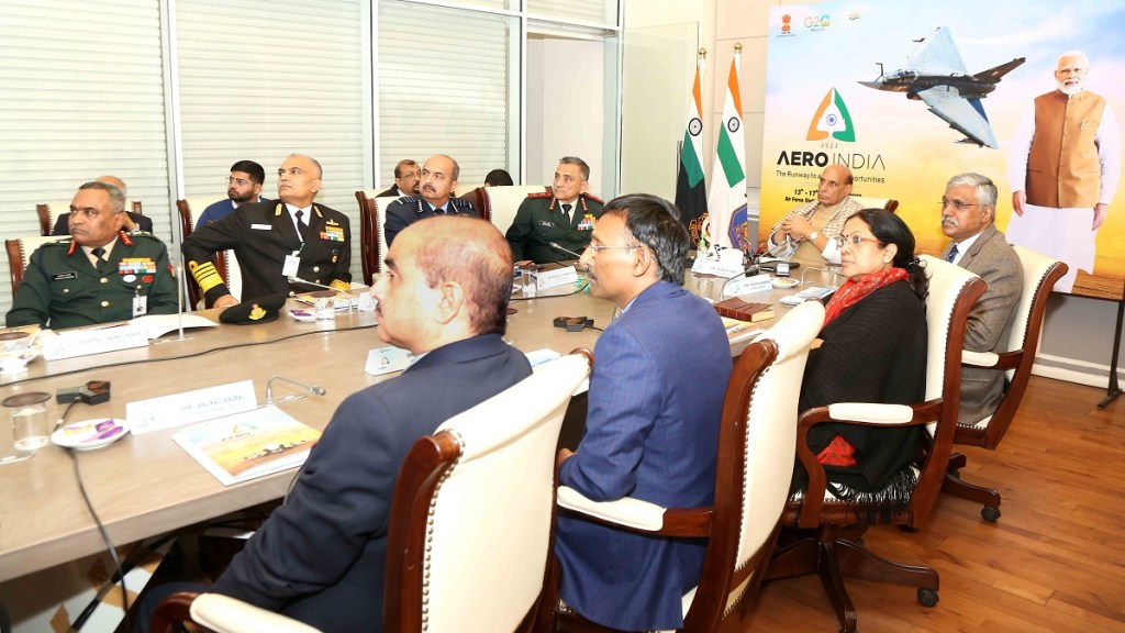 Defence Minister reviews Aero India 2023