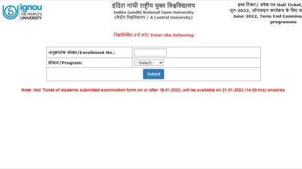 Candidates can download their admit cards from the official website of IGNOU - ignou.ac.in by entering their roll number, date of birth, captcha and other details. (File/IGNOU)