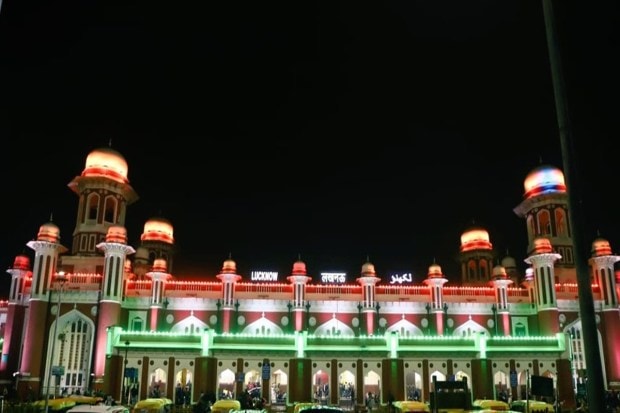 Several railway stations in India have been illuminated with tricolour to mark the 74th Republic Day celebrations. On this day in 1950, the Constitution of India came into effect. (Image: Twitter/Northern Railway)