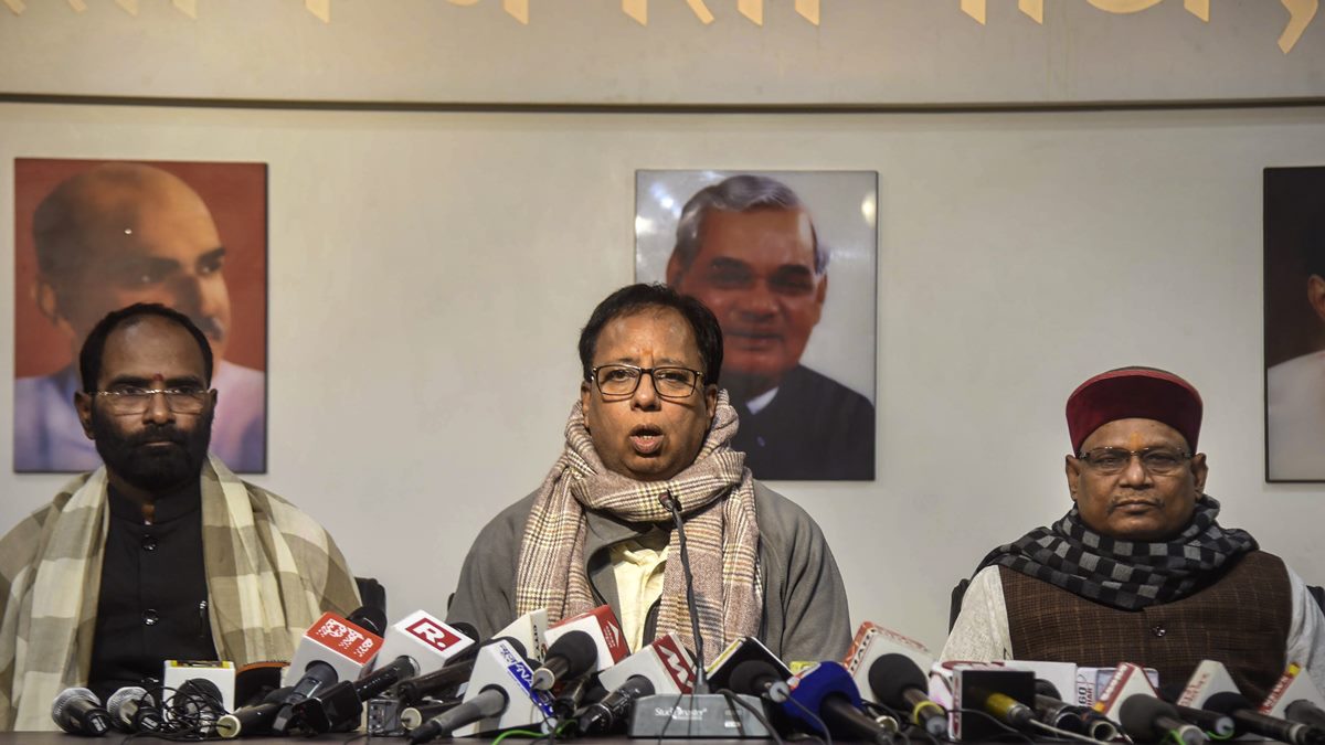 Bihar Bharatiya Janata Party (BJP) President Sanjay Jaiswal addresses a press conference, at the party office, in Patna, Monday, Jan. 2,2023. (PTI Photo) Bihar Bharatiya Janata Party (BJP) President Sanjay Jaiswal addresses a press conference, at the party office, in Patna, Monday, Jan. 2,2023. (PTI Photo)