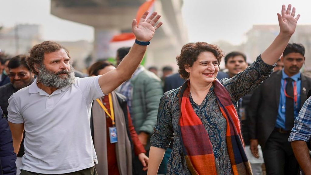 Congress leaders Rahul Gandhi and Priyanka Gandhi Vadra during the party's 'Bharat Jodo Yatra', in Ghaziabad, Tuesday, Jan. 3, 2023. (PTI Photo/File)
