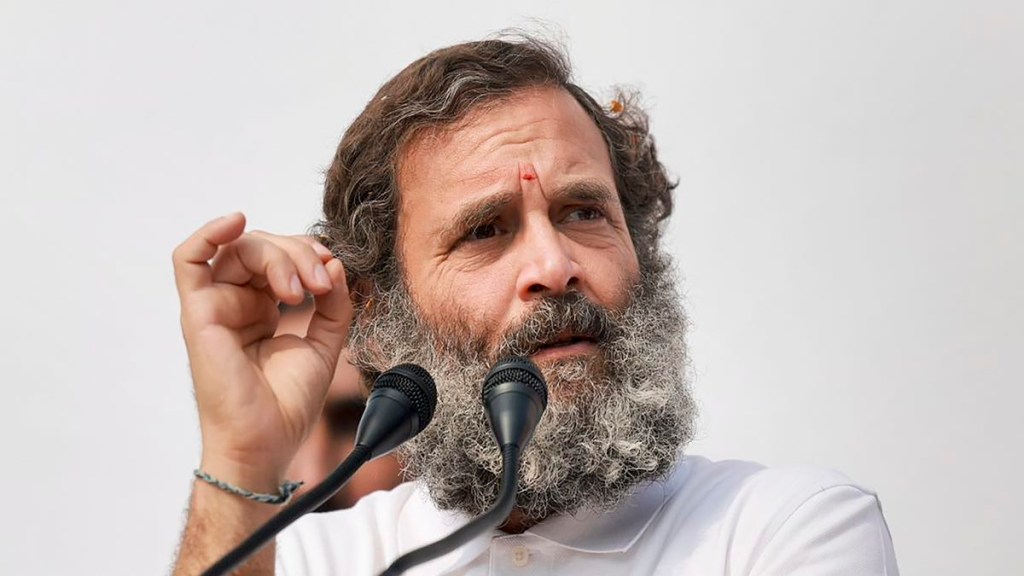 Congress leader Rahul Gandhi addresses a public meeting during the party's 'Bharat Jodo Yatra', in Ludhiana district, Thursday, Jan. 12, 2023. (PTI Photo)
