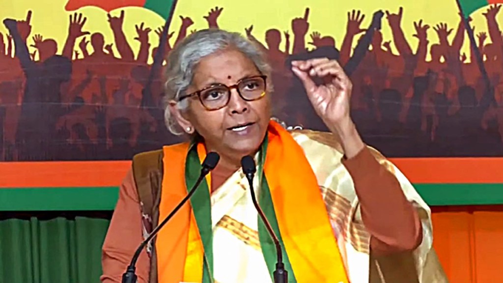 Union Finance Minister Nirmala Sitharaman speaks during a press conference after the BJP National Executive meeting, at NDMC Convention Centre in New Delhi, Monday, Jan. 16, 2023. (PTI Photo)
Union Finance Minister Nirmala Sitharaman speaks during a press conference after the BJP National Executive meeting, at NDMC Convention Centre in New Delhi, Monday, Jan. 16, 2023. (PTI Photo)