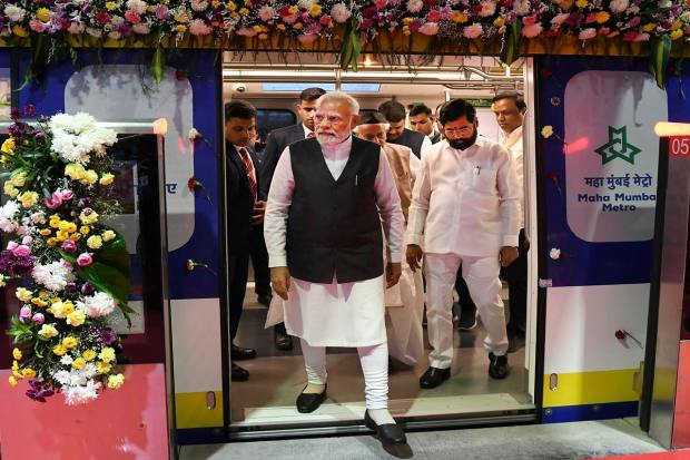Prime Minister Narendra Modi takes metro ride from Gundavali Metro Station to Mogra, in Mumbai, Thursday, Jan. 19, 2023. (PTI Photo) 