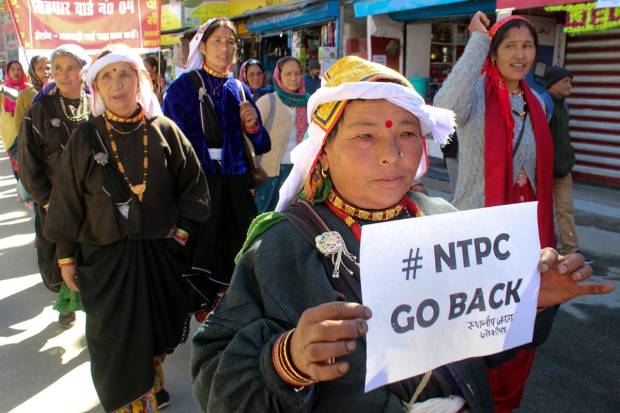 Joshimath: Locals take part in a protest rally against the NTPC project in landslide-hit Joshimath town of Chamoli district, Uttarakhand. (PTI Photo)