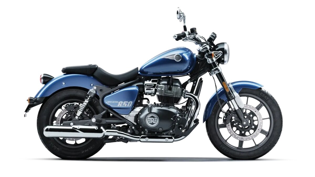 Check out the Astral Blue paint scheme of RE's flagship cruiser motorcycle.
