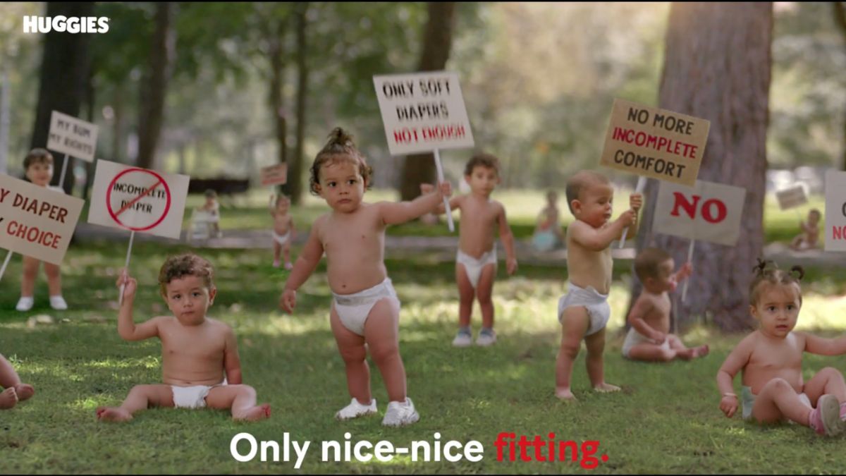 The hyper-personalised content showcases what babies want from their diapers