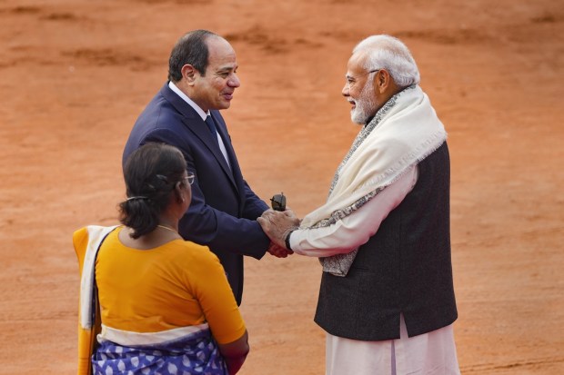 Egyptian President Abdel Fattah El-Sisi on Wednesday accorded a ceremonial welcome at the Rashtrapati Bhavan. This is for the first time that the President of Egypt has been invited as the chief guest to India's Republic Day celebrations. (PTI photo)