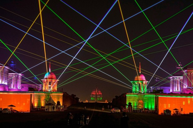 The iconic buildings were illuminated with lighting. (PTI photo)