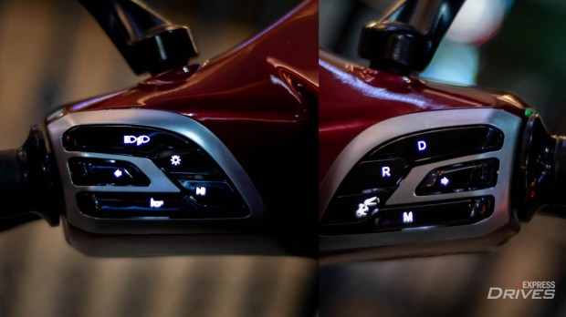The scooter gets soft-touch switches, but the turn signal switches will take a long time to get used to.