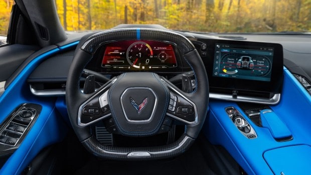 The 2024 Chevrolet E-Ray's engine sends 495bhp to the rear wheels while being mated to an eight-speed transmission. 