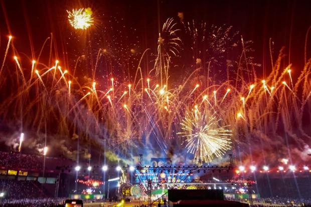 Cuttack: Fireworks dazzle the sky during the FIH Hockey World Cup Opening Ceremony, in Cuttack, (PTI Photo) 