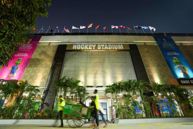 Bhubaneswar: The Kalinga Hockey stadium on the eve of the FIH Odisha Hockey Men's World Cup 2023, in Bhubaneswar (PTI Photo)