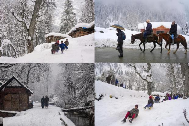 Cold weather continued to affect the higher reaches of Kashmir on Thursday, with the temperature dropping below the freezing point. The region has been experiencing heavy snowfall in the past couple of days. The ski resort of Gulmarg is witnessing a huge number of tourist footfalls. Several kinds of winter activities have been lined up for tourists to promote Kashmir as a winter destination. (PTI Image)