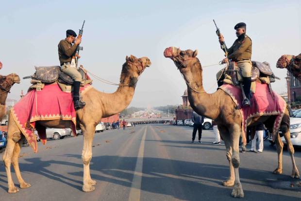 Glimpses of rehearsal of Beating the Retreat Ceremony 2023 parade on Vijay Chowk, New Delhi on Wednesday, 18 Jan 2023.