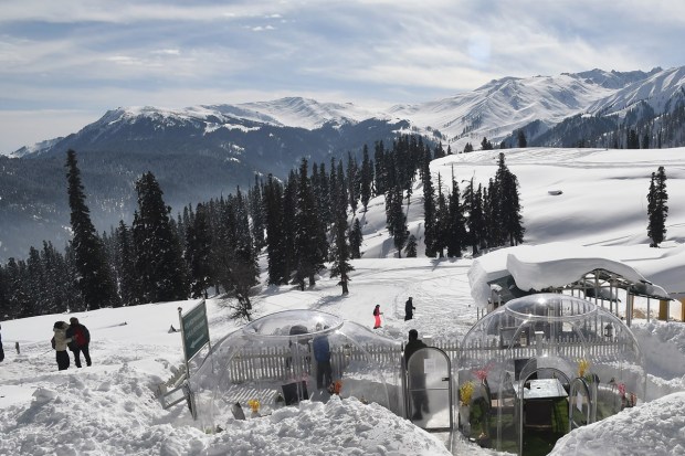 Thousands of tourists visit the ski resort, Gulmarg for abundant snowfall but this winter there was a surprise awaiting them -- a glass igloo. (ANI Image)