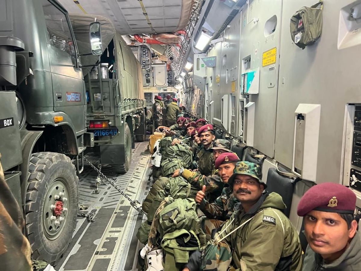 The IAF announced on its twitter handle that “an IAF C-17 got airborne for Türkiye. Bearing Search & Rescue teams of the NDRF. This aircraft is part of a larger relief effort that will be undertaken by the IAF along with other Indian organizations.” (Image/Indian Army)