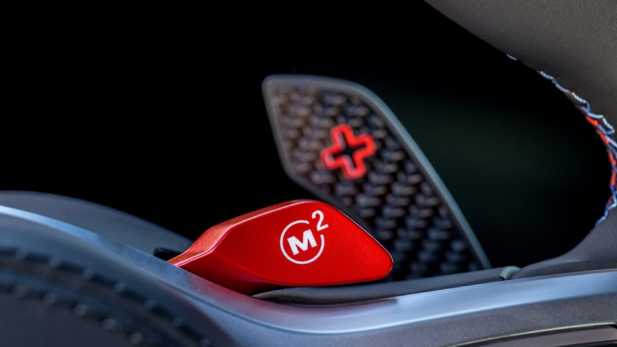 After pressing the M Mode button on the centre console, drivers are able to choose between Road, Sport and Track settings.