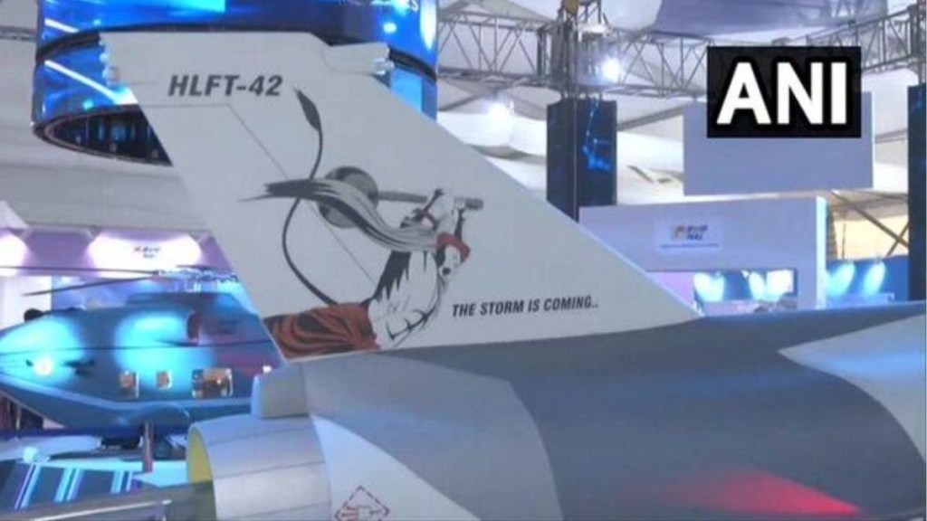 Image of Hanuman returns on HAL's display aircraft on last day of Aero India Image of Hanuman returns on HAL's display aircraft on last day of Aero India