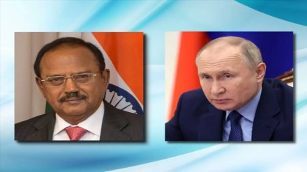 India NSA Ajit Doval and Russian President Vladimir Putin (Photo source: Twitter/@MEAIndia) India NSA Ajit Doval and Russian President Vladimir Putin (Photo source: Twitter/@MEAIndia)