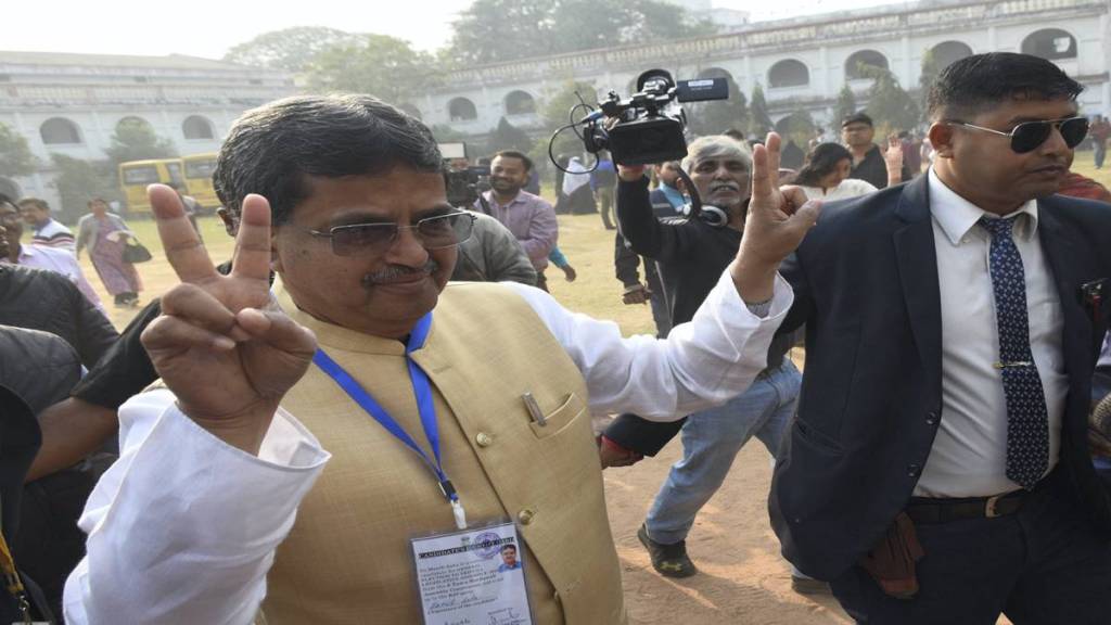 Tripura Assembly Election Live Updates | Agartala: Tripura Chief Minister Manik Saha arrives to cast his vote at a polling booth during the Tripura Assembly elections, in Agartala, Thursday, Feb. 16, 2023. (PTI Photo)