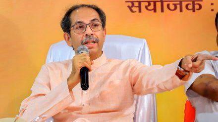 Former Maharashtra chief minister Uddhav Thackeray interatcs with the North Indian community, at Andheri, in Mumbai, Sunday, Feb. 19, 2023. (PTI Photo)
Former Maharashtra chief minister Uddhav Thackeray interatcs with the North Indian community, at Andheri, in Mumbai, Sunday, Feb. 19, 2023. (PTI Photo)