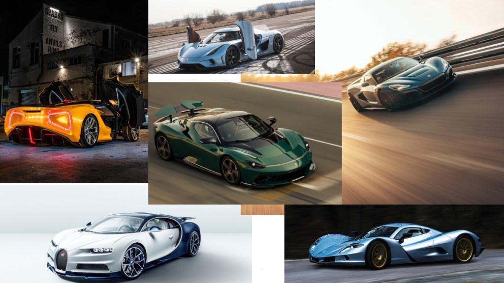 Pininfarina Battista (centre) and its top 5 rivals.