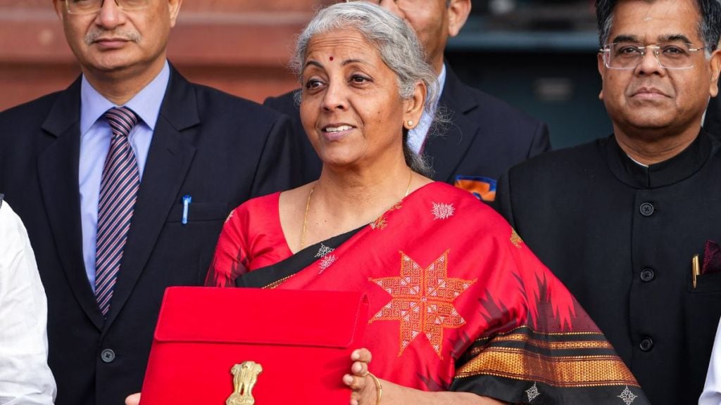 Union finance minister Nirmala Sitharaman on her way to present the Union Budget
