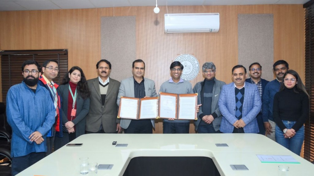 The haptic smart watch has been developed by Siddhartha Panda and Vishwaraj Srivastava from the National Centre for Flexible Electronics at IIT Kanpur. The haptic smart watch has been developed by Siddhartha Panda and Vishwaraj Srivastava from the National Centre for Flexible Electronics at IIT Kanpur.