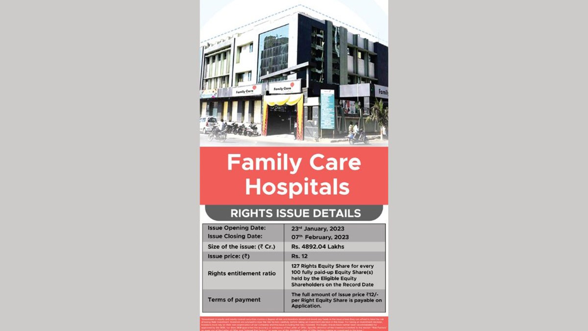 Family Care Hospitals Limited Rights Issue 2023 Detail