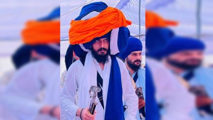 Baptism ceremony of Amritpal Singh at Bhindranwale's village Rode in Moga. Express archive photo Gurmeet Singh